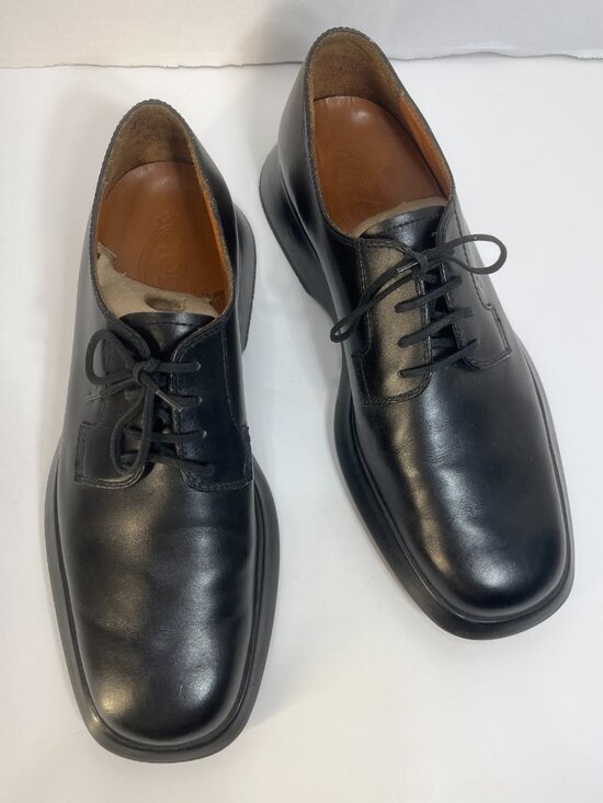 TOD\'S Black Leather Oxford Shoes [Mens 8.5US] Lace Up Rubber Platform Sole Men\'s main image 11